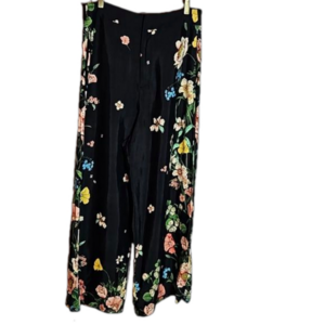 Zara Wide Leg Black pants with Flowers